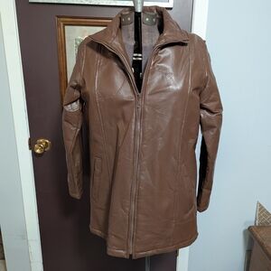 Chic Brown Leather Coat